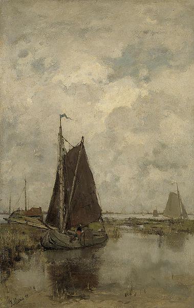 Jacob Maris Gray day with ships oil painting image